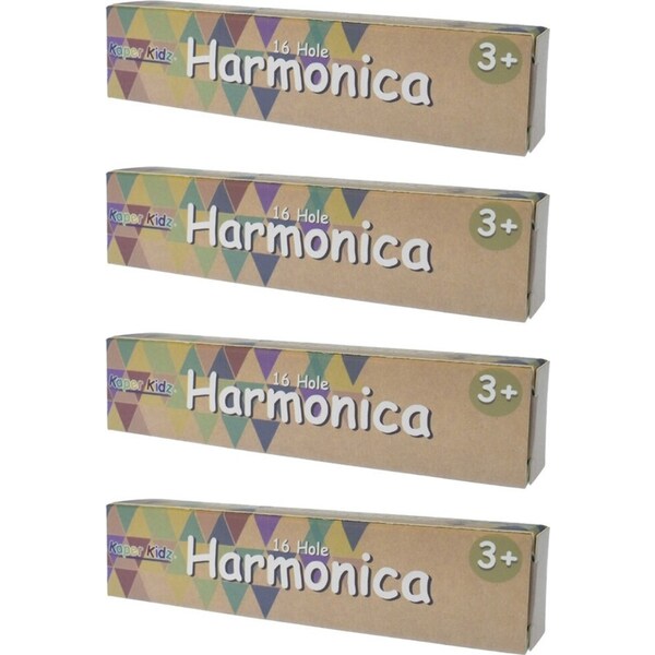 4x Kaper Kidz Metal Harmonica 16 Hole Kids/Childrens Musical Play Toy 3y+