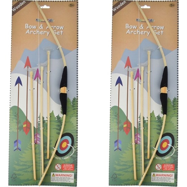 2x Kaper Kidz Wooden Bow & Arrows Kids/Childrens Interactive Play Toy 5y+
