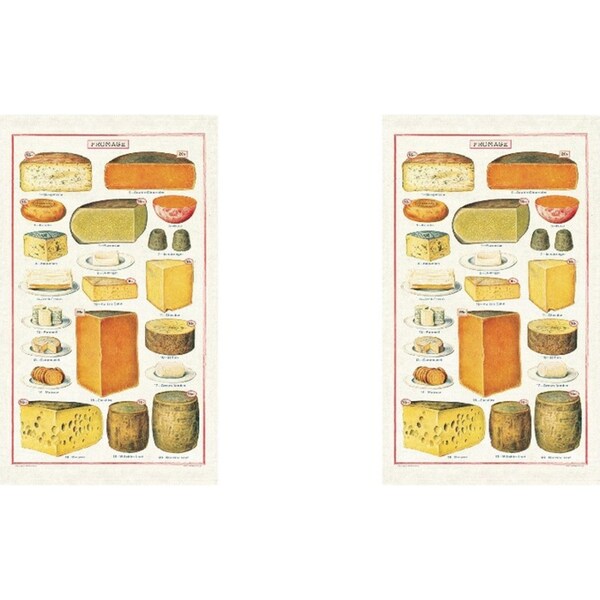 2x Cavallini Cotton Kitchen Tea Towel Soft Absorbent Dish Cloth 48x80cm Cheese