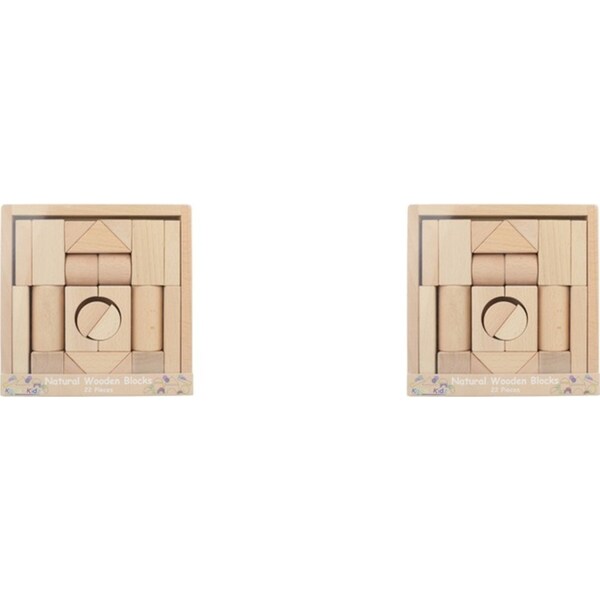 2x 22pc Kaper Kidz Natural Wooden Blocks Kids/Childrens Interactive Toy 12m+