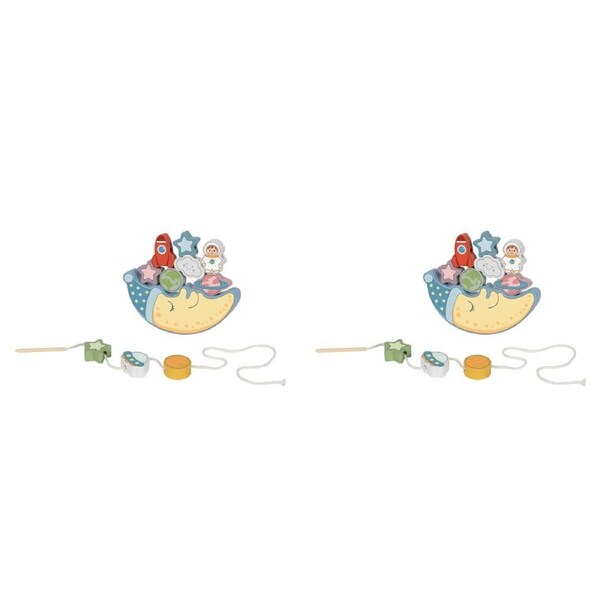 2x Tooky Toy 2 In 1 Space Balance & Lacing Set Kids/Childrens Wooden Toy 3y+