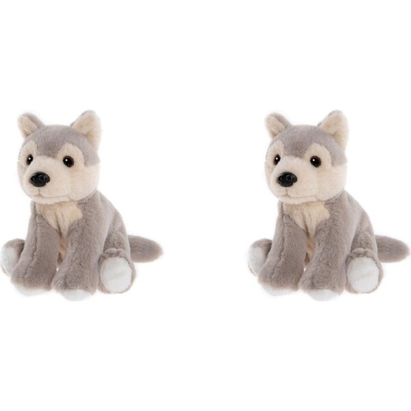 2x Charlie Bears Cuddle Cub Wolf Kids/Baby Plush Soft Fun Play Toy 0m+ Grey