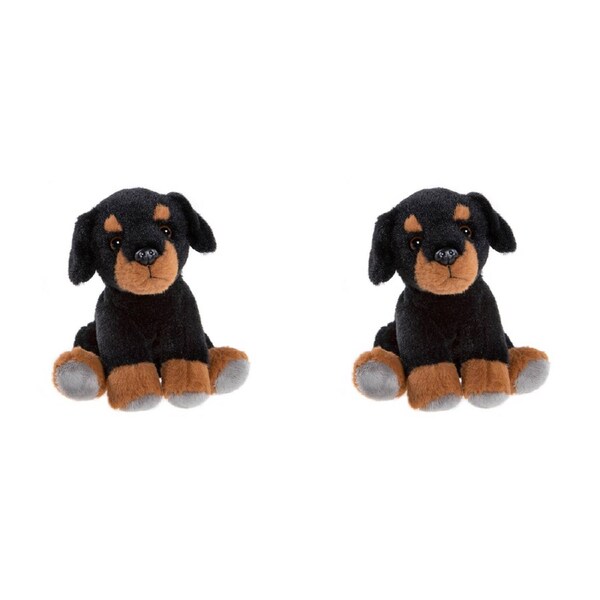 2x Charlie Bears Cuddle Cub Rottie Dog Kids/Baby Soft Fun Play Toy 0m+ Grey