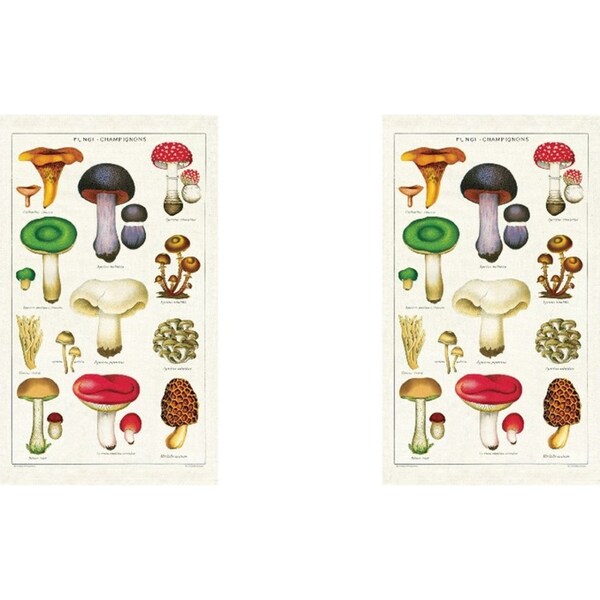 2x Cavallini Cotton Kitchen Tea Towel Absorbent Dish Cloth 48x80cm Mushrooms