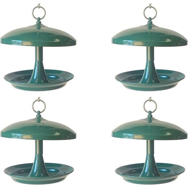 4x Percell Metal Outdoor Powder Coated Hanging Bird Animal Food Feeder - Green