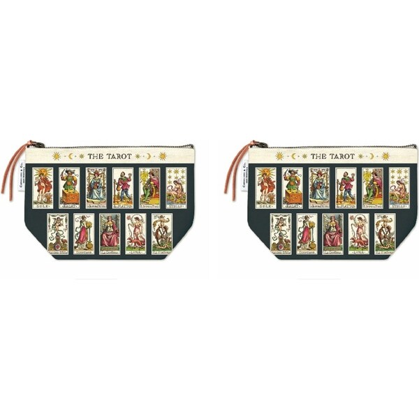 2x Cavallini Cotton Hand Carry Zipped Pouch Storage Organiser 22x15cm Tarot