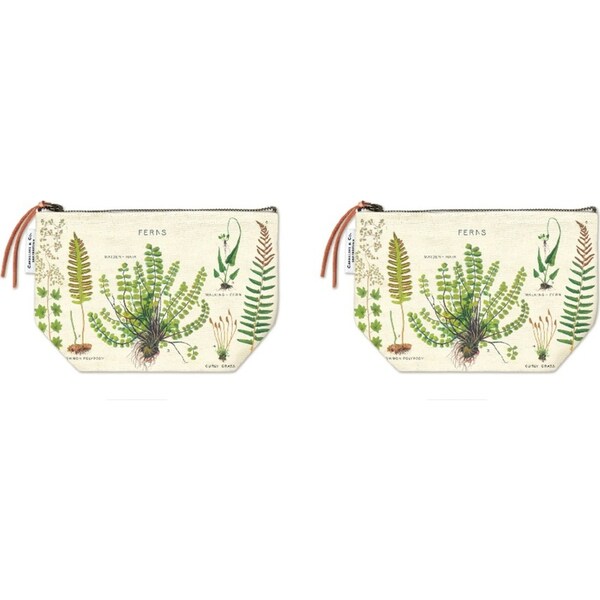 2x Cavallini Cotton Hand Carry Zipped Pouch Outdoor Organiser Ferns 22x15cm