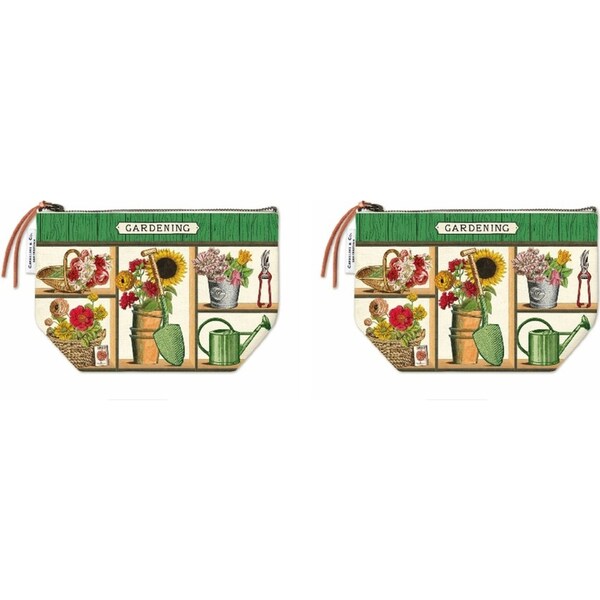 2x Cavallini Cotton Hand Carry Zipped Pouch Storage Organiser Gardening 22x15cm