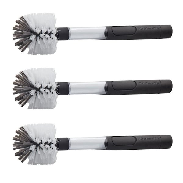 3x KitchenAid Plastic/Silicone Soap Dispensing Bottle Brush Cleaner 31cm Black