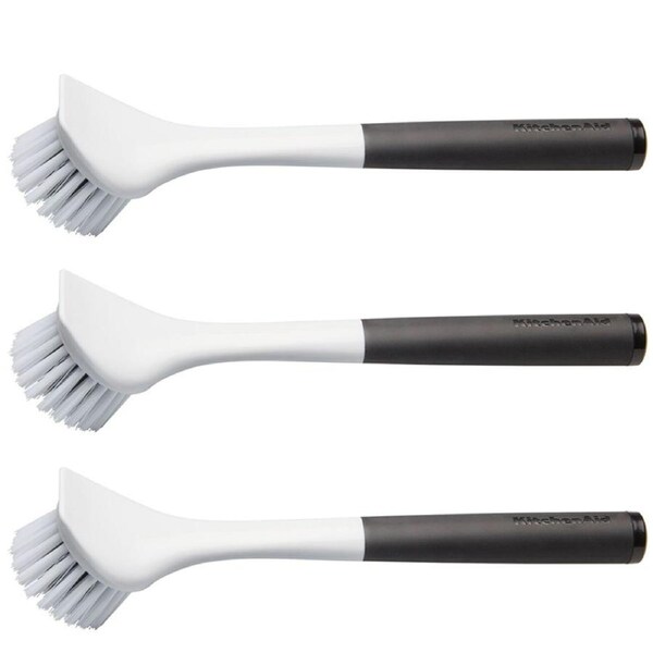 3x KitchenAid Plastic Silicone Soap Pot/Pan Cookware Brush Cleaner 25.5cm Black