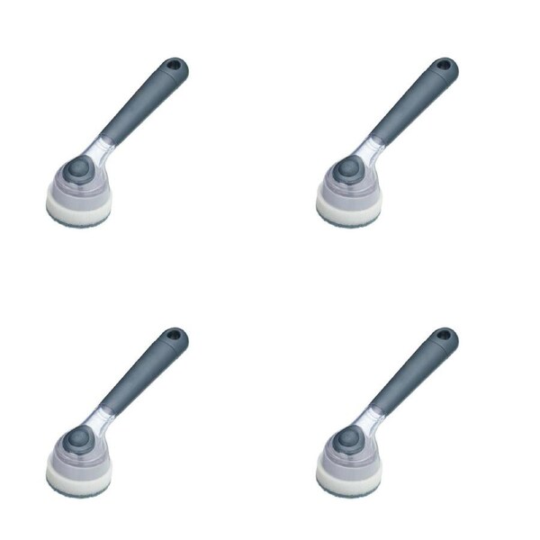 4x MasterCraft Soap Dispensing Dish Brush Kitchen Washing Cleaner 20cm Grey