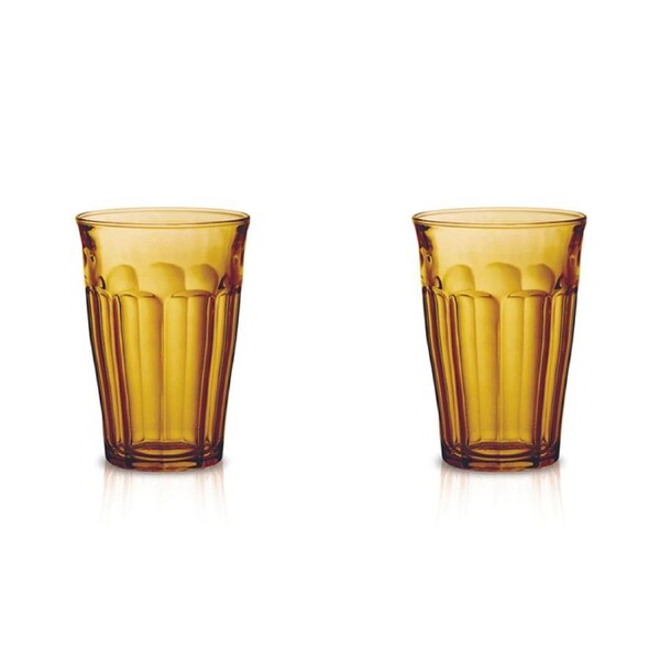 2x 4pc Duralex Picardie 360ml Glass Highball Tumbler Drinking Cup Set Amber