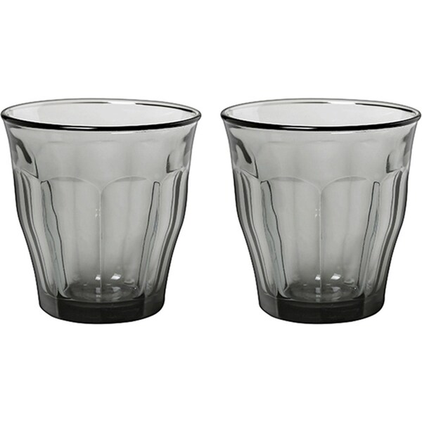 2x 4pc Duralex Picardie 250ml Glass Tumbler Drinking Water/Juice Cup Set Grey