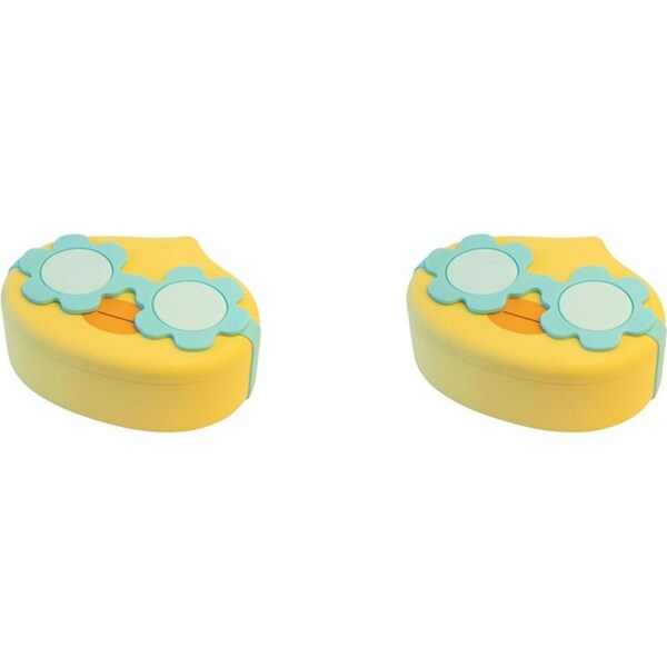 2x Cuisena Plastic Ducky Lunch Box Container Snack Food Storage 16x13cm Yellow