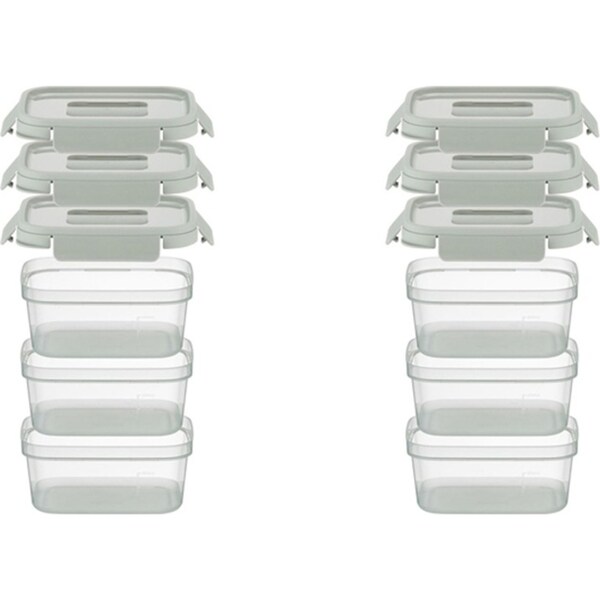 2x 3pc LocknLock Nestopia 500ml Rectangular Container Storage Set Clear/Green