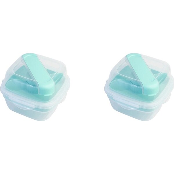 2x LocknLock 2in1 To-Go 1.5L Salad Container Lunchbox Storage w/Spoon/Fork Aqua
