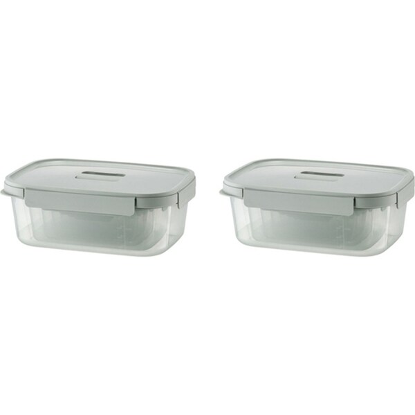 2x 3pc LocknLock Nestopia 500ml/2.7L Rectangular Food Container Set Clear/Green