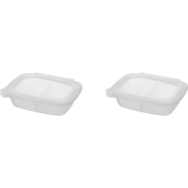 2x Progressive Softbox 2-Cup/470ml Divided Silicone Container Storage Clear