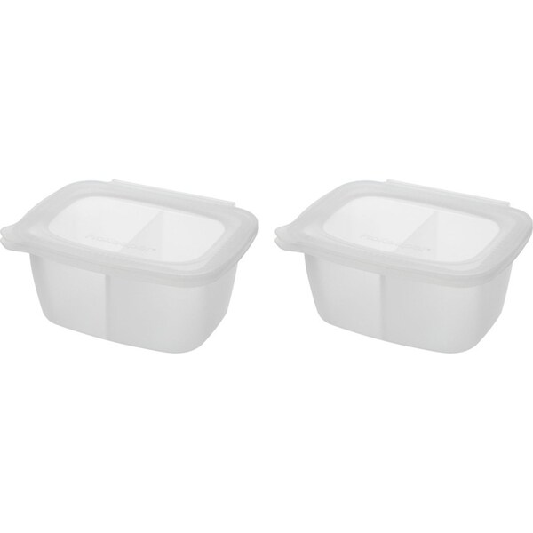 2x Progressive Softbox Silicone 4-Cup/940ml Divided Container Rectangle Clear