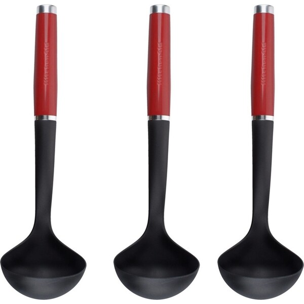 3x KitchenAid Ladle Spoon 31cm Nylon/Plastic Kitchen Cooking Utensil Empire Red