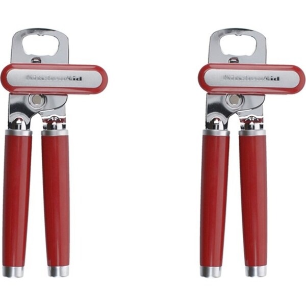 2x KitchenAid Stainless Steel Can Opener Bottle Cap Remover 21x9cm Empire Red