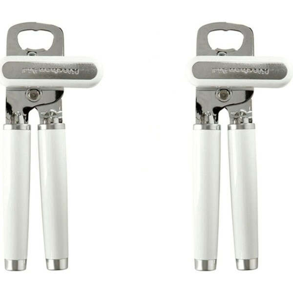2x KitchenAid Stainless Steel Lid Can Opener Bottle Cap Remover 21x9cm White