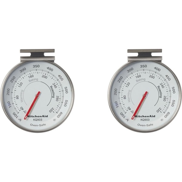 2x KitchenAid Dial Oven Cooking Thermometer Round Stainless Steel 8cm Silver