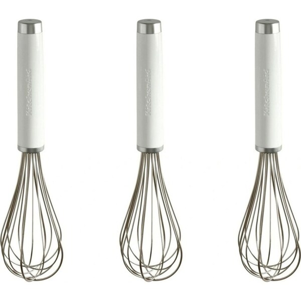 3x KitchenAid Whisk Stainless Steel/ABS Kitchen Cooking Baking Utensil 27cm WHT