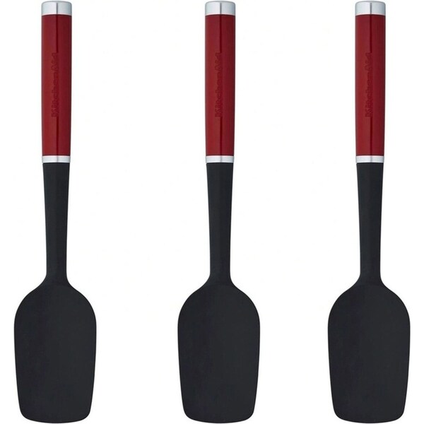 3x KitchenAid Spoon Spatula Stainless Steel Silicone Utensil 30cm Empire Red