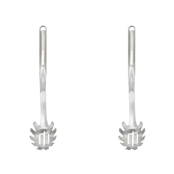 2x KitchenAid Stainless Steel Pasta Noodle Fork Cooking Utensil 34cm Silver