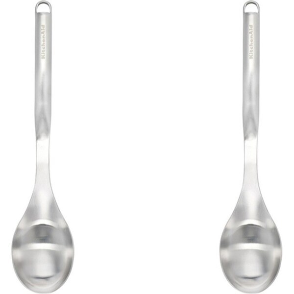 2x KitchenAid Solid Basting Spoon Stainless Steel Cooking Utensil 33.6cm Silver