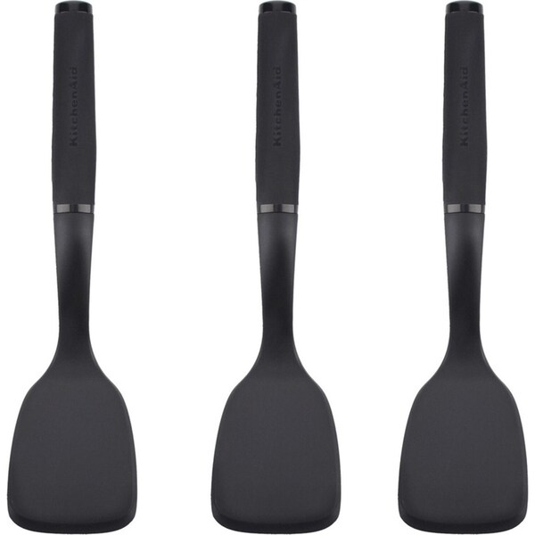 3x KitchenAid Soft Touch Short Turner Nylon Kitchen Cooking Utensil 30.5cm BLK