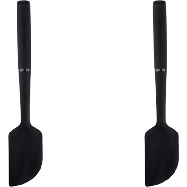 2x KitchenAid Soft Touch Scraper Spatula Silicone Cooking Utensil 30cm Black