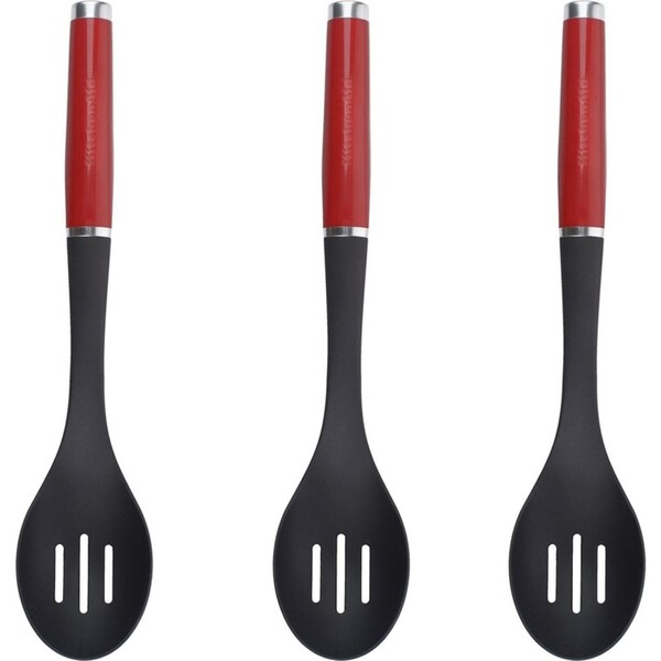 3x KitchenAid Nylon/ABS Slotted Spoon Kitchen Cooking Utensil 34cm Empire Red
