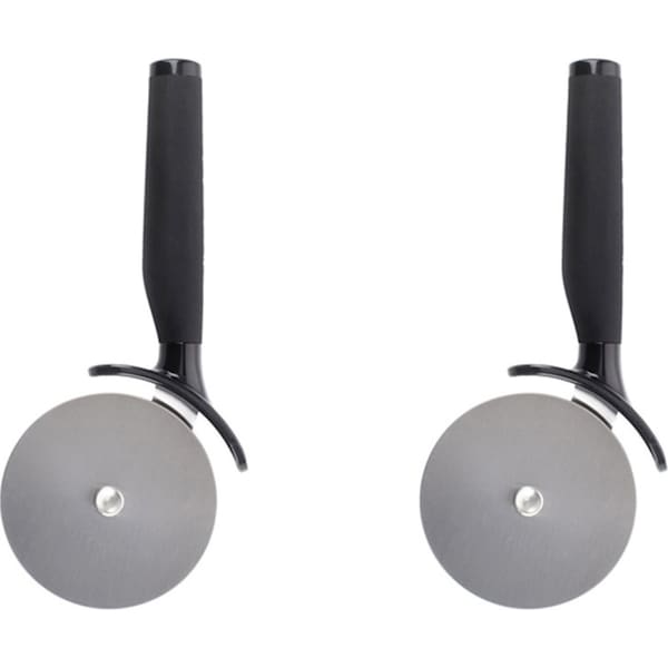 2x KitchenAid Stainless Steel Soft Touch Pizza Wheel Slicer Food Cutter Black