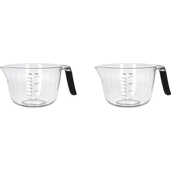 2x KitchenAid Plastic Baking/Cooking Mixing Batter Bowl/Measuring Jug 2L Clear