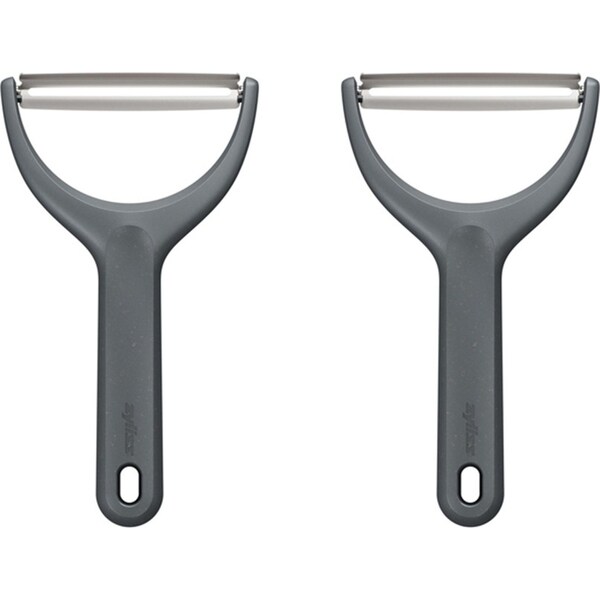 2x Zyliss S/S Swivel Vegetable Wide Peeler w/ Cover Kitchen Utensil 20cm Grey