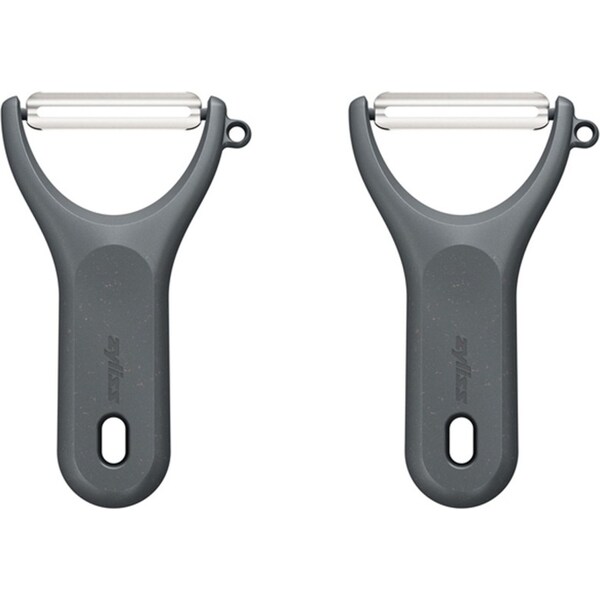 2x Zyliss S/S Swivel Y Fruit/Vegetable Peeler w/Cover Kitchen Utensil 14cm Grey