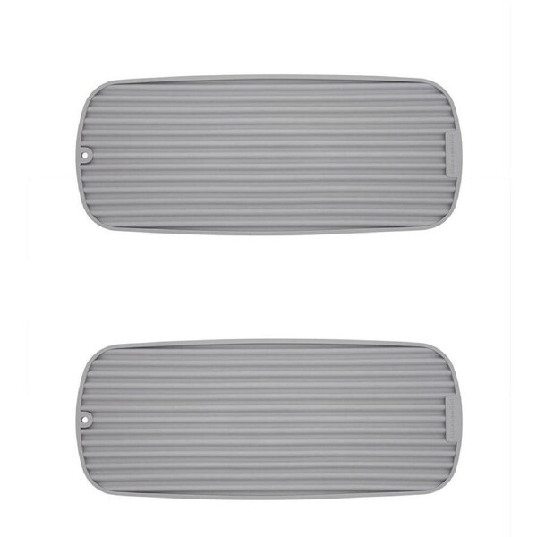 2x KitchenAid Plastic Non-Slip Dish Plate/Glass Drying Mat Pad 43x18cm Grey