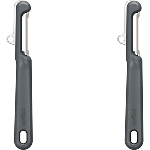 2x Zyliss S/S Swivel Fruit/Vegetable Peeler w/Cover Kitchen Utensil 17.5cm Grey