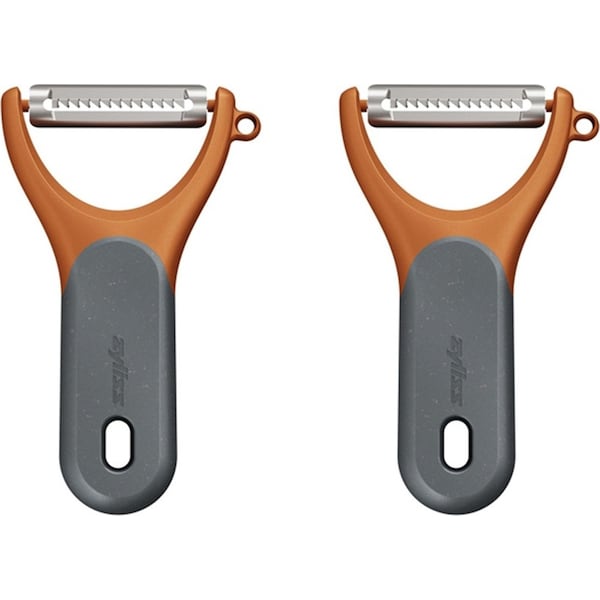 2x Zyliss S/Steel Julienne Y Vegetable Peeler Kitchen Utensil 14cm Orange/Grey