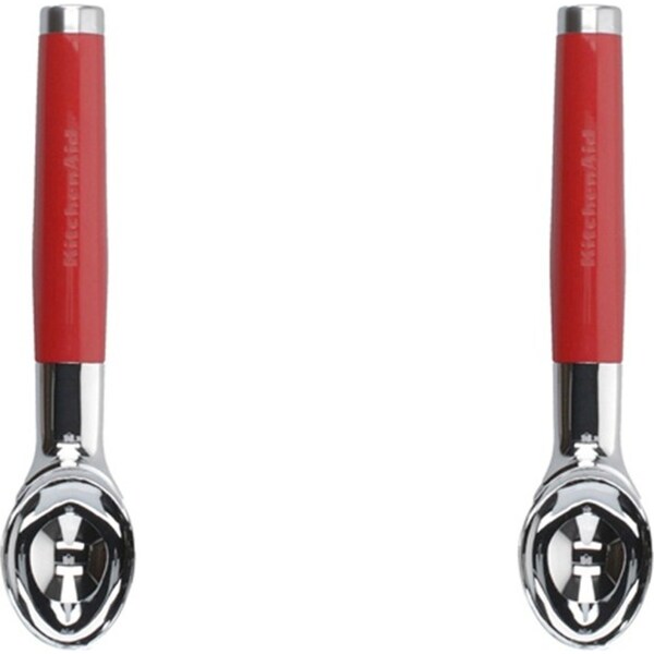 2x KitchenAid Ice Cream Dessert Scoop Gloss Handle Kitchenware 22cm Empire Red