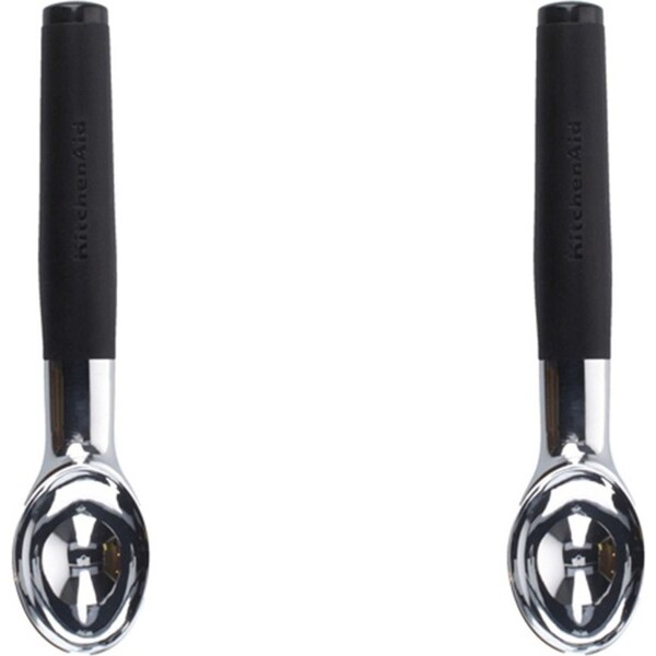 2x KitchenAid Ice Cream Dessert Scoop Silicone Handle Kitchenware 22cm Black