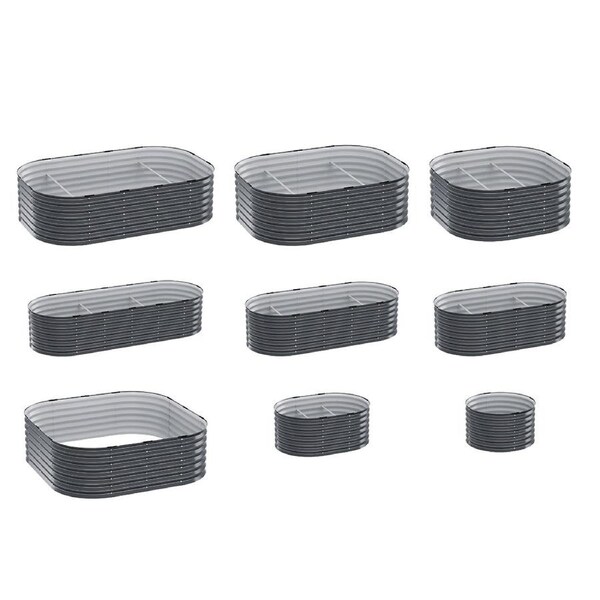 Greenfingers Garden Bed Galvanised Raised Steel 9 In 1 Flower Planter Box 45 cm