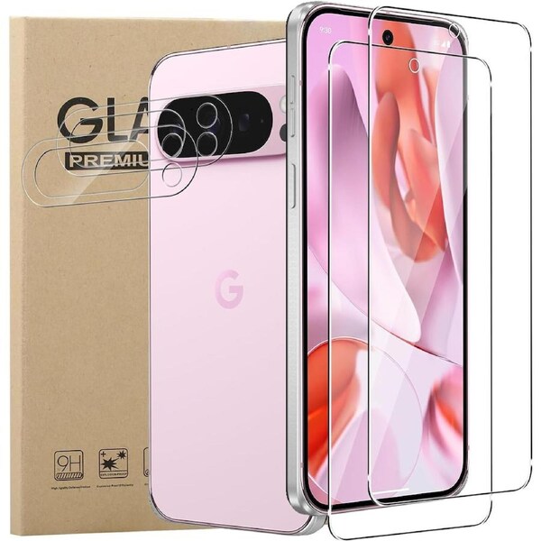 2PCS Front Tempered Glass Screen Protector + 2 PCS Camera Lens For Google Pixel 9 Pro (2024) - [2+2 Pack]