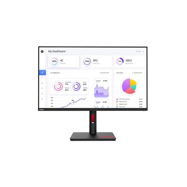 Lenovo ThinkVision T32p-30 LED display 80 cm (31.5") 3840 x 2160 pixels 4K Ultra HD Black