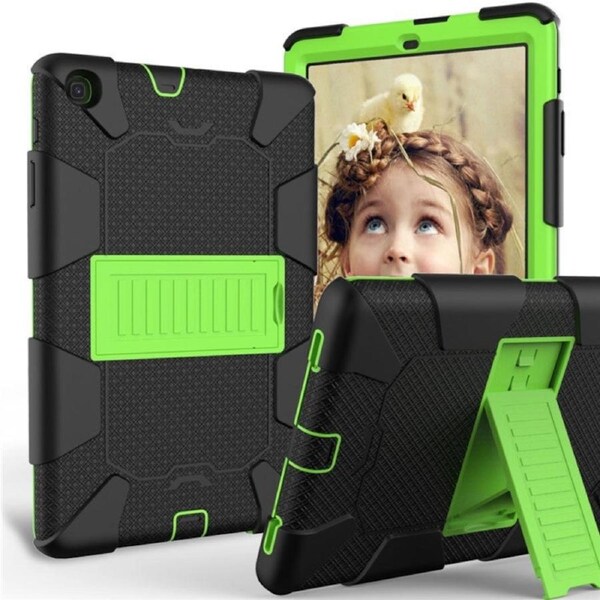 Silicone+PC Case 3-Layer Anti-fall Protective Cover Tablet Stand For Samsung Galaxy Tab A 10.1 inch T510(2019)-7black olivia
