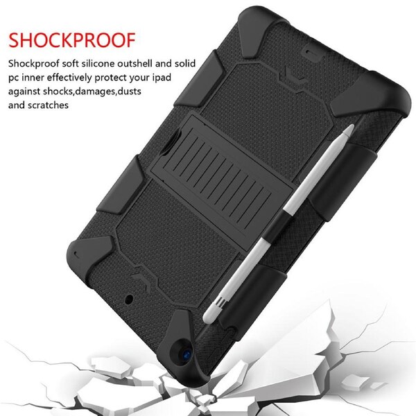 Silicone+PC Case 3-Layer Anti-fall Protective Cover Tablet Stand For iPad 7 10.2 inch(2019)-8black