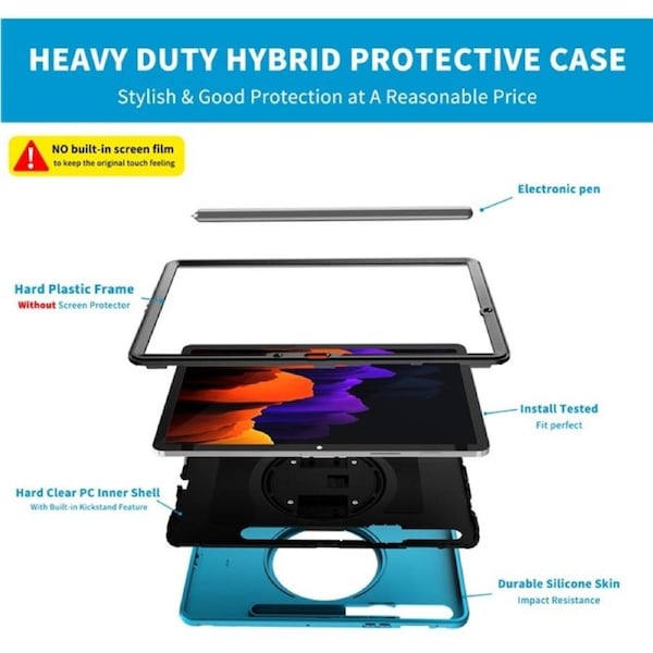 Spider Man 3-Layer Multi-Function Tablet Case With Pencil Holder For Samsung Galaxy Tab S7 11.0 T870/T875-Light Blue