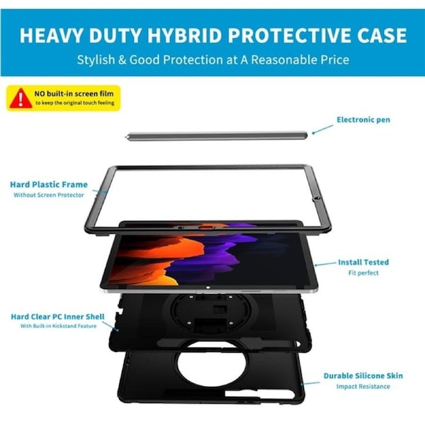 Spider Man 3-Layer Multi-Function Tablet Case With Pencil Holder For Samsung Galaxy Tab S7 11.0 T870/T875-Black